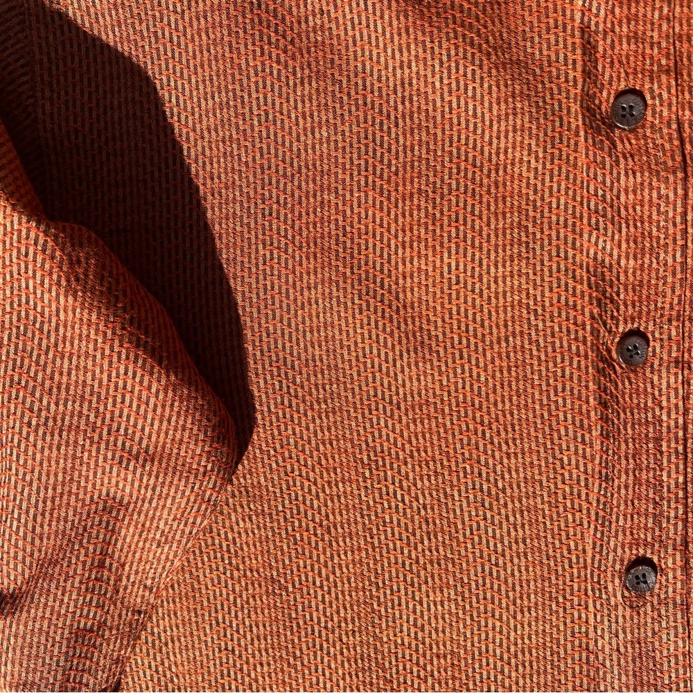 Y2k Brown Orange Red Knit Pattern Button Down Sli… - image 6